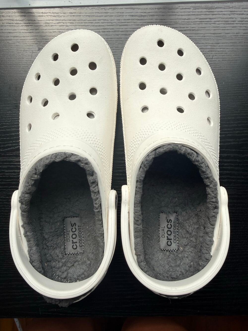 Crocs Classic Lined Clogs White Fleece Unisex Slip On Shoes Size Men 9 Women 11